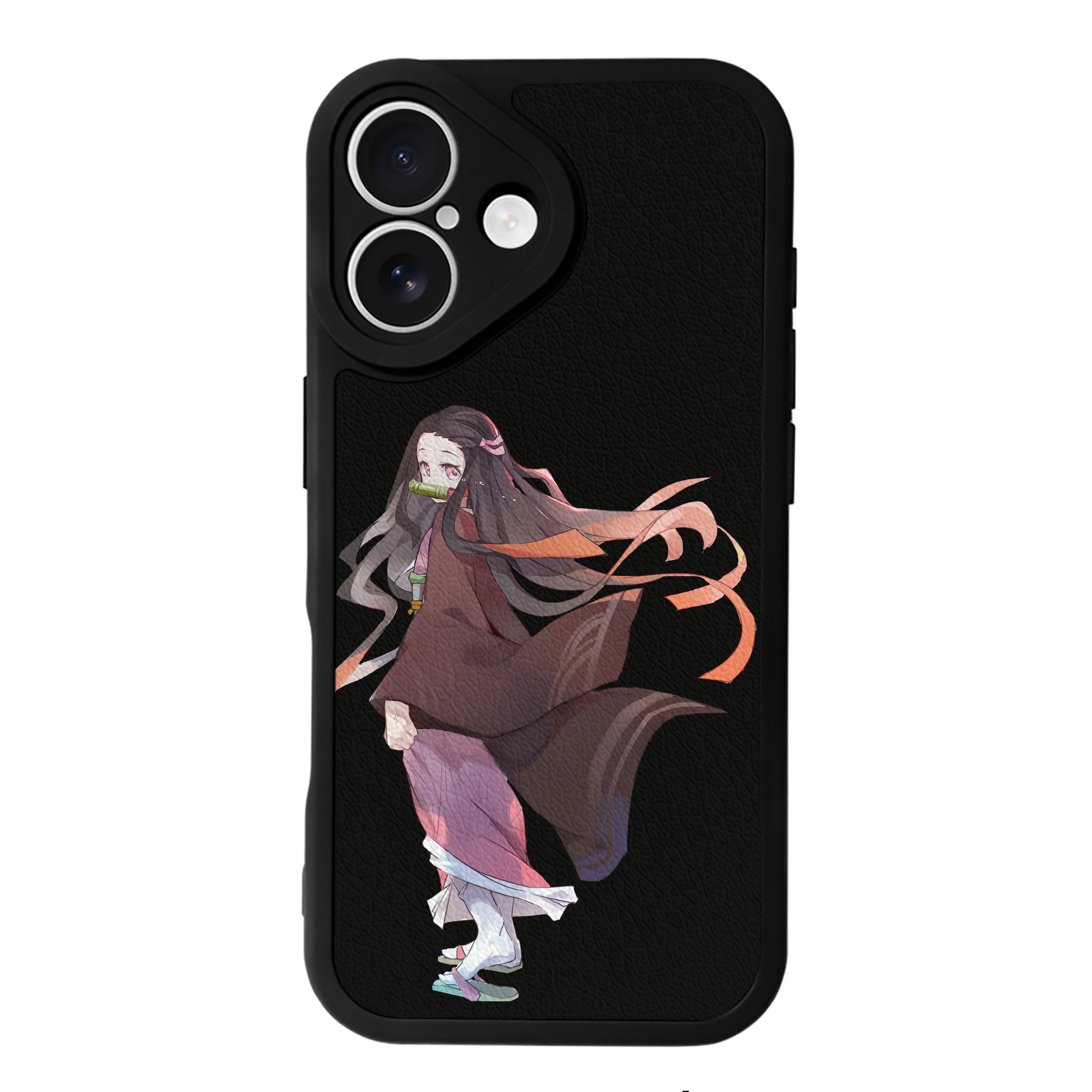 （画像用） 鬼滅の刃（きめつのやいば）竈門 禰󠄀豆子／かまど ねずこ Kamado Nezuko 【iPhone 16シリーズ対応】シリコンスマホケース（レザー調） 材質：シリコン